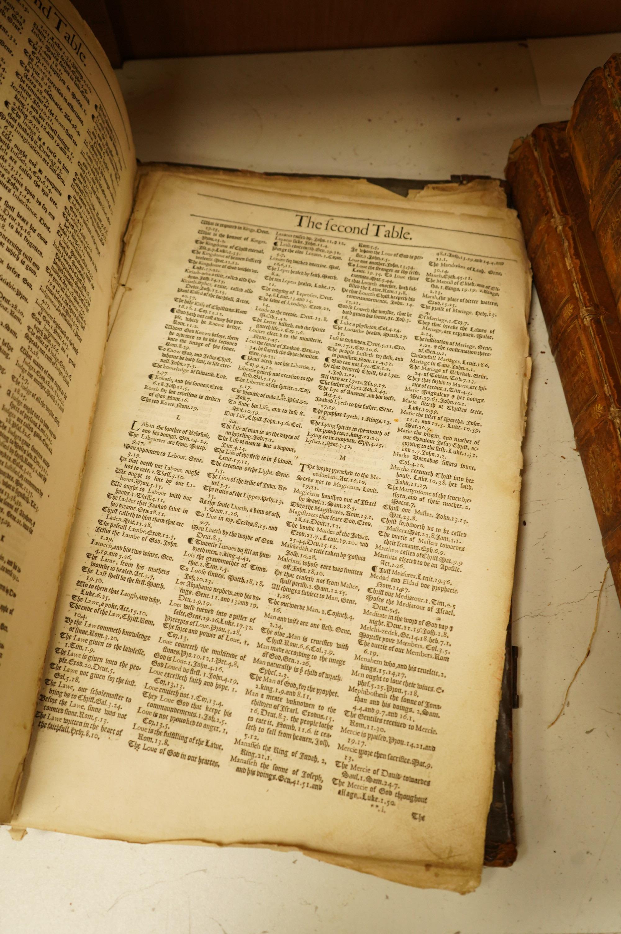 Bible - A Sixteenth Century Elizabethan Geneva version, printed in black letter. [The Bible. Translated according to the Ebrew and Greeke ...With most profitable Annotations ...] i.e. lacks general title, otherwise compl